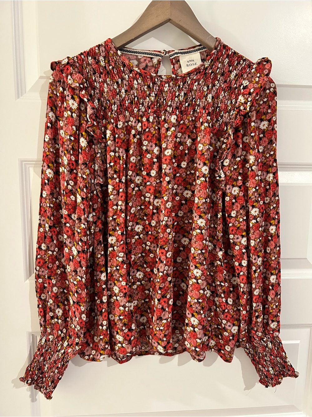Knox Rose Floral Blouse Pink Red Multi Size M